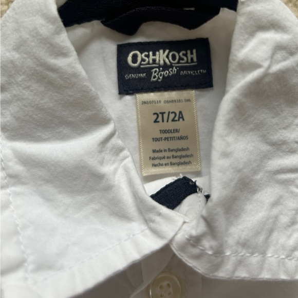 OshKosh White Collared Button Down Long Sleeve Shirt, 2T - Picture 3 of 5